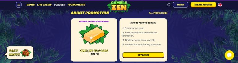 Gamblezen Casino bonus bienvenue