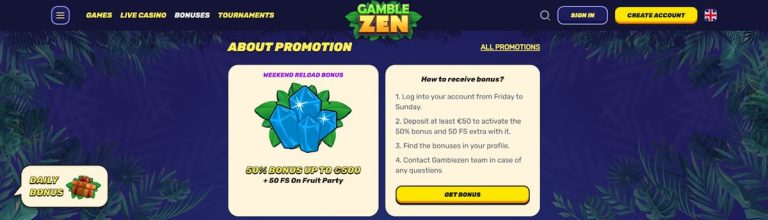 Gamblezen Casino bonus weekend