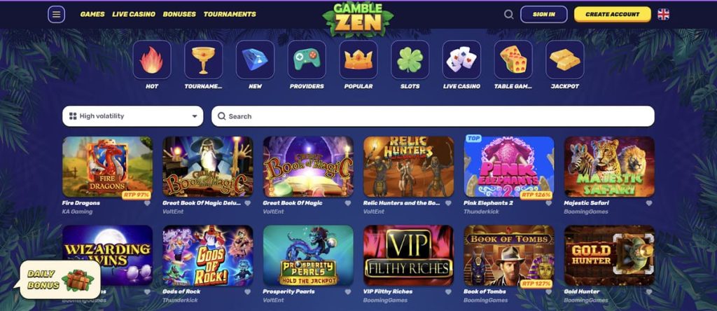Gamblezen Casino High Volatility