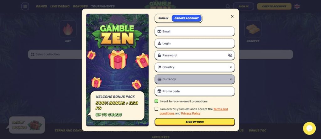 Gamblezen Casino inscription