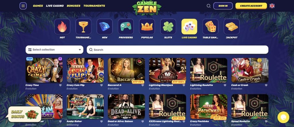 Gamblezen Casino jeux live