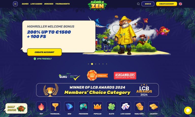 Gamblezen Casino page accueil